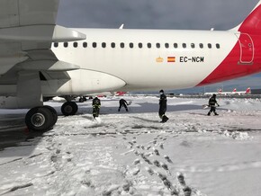 Nieve en el aeropuerto de Madrid