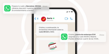 Iberia envía desde ahora también por WhatsApp las comunicaciones operativas de sus vuelos