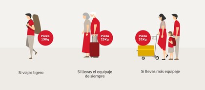 Opciones de equipaje facturado