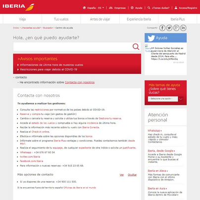 Contactos iberia.com