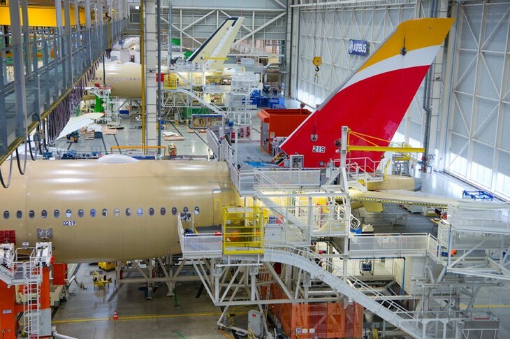 Airbus A-350-900 on production line